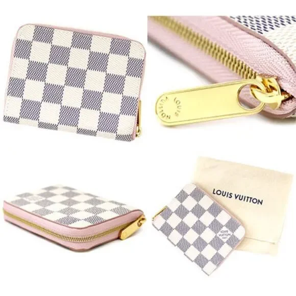 Louis Vuitton Zippy Damier Azur Rose Ballerine Wallet Handbag - Picture 2 of 3